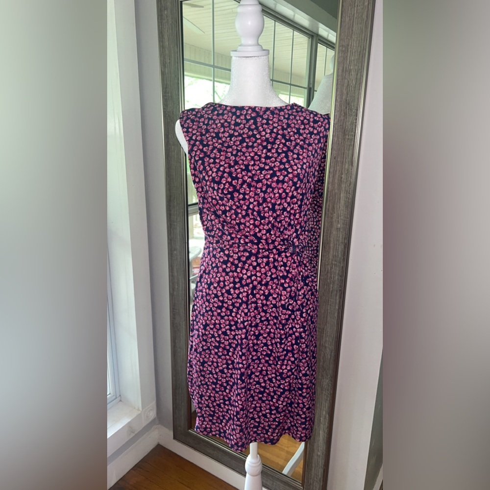 Ann Taylor Dress Floral Pink and Blue Sheath SZ 2Petite